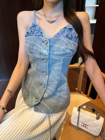 Chan 25ss denim camisole
