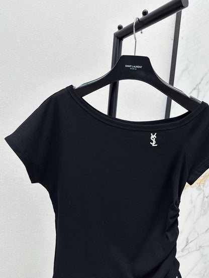 Saint lau 25ss off-shoulder shirt