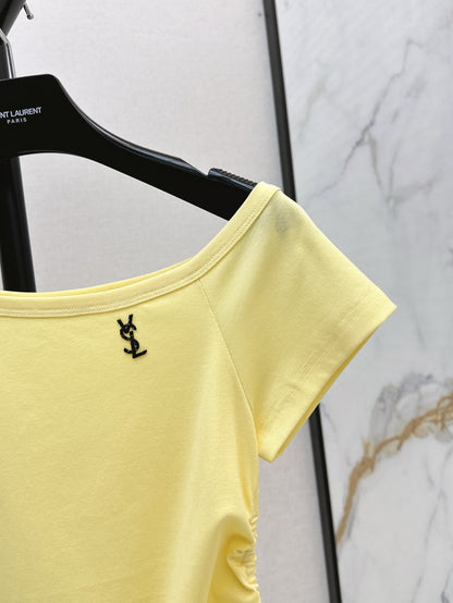 Saint lau 25ss off-shoulder shirt