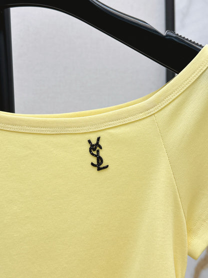Saint lau 25ss off-shoulder shirt