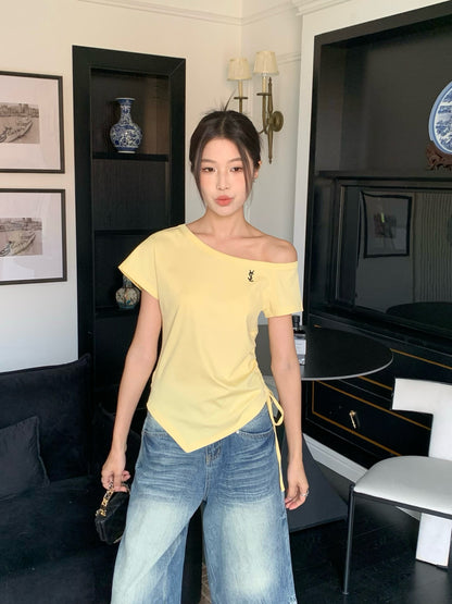 Saint lau 25ss off-shoulder shirt