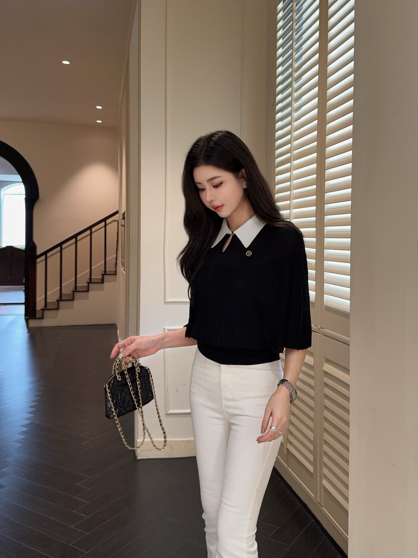 Miu 25ss knit cape shirt