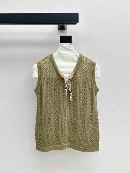 Miu 25ss scarf knit vest