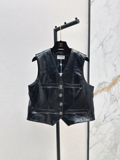 Chan 25fw leather vest