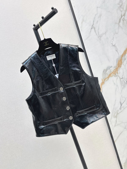 Chan 25fw leather vest