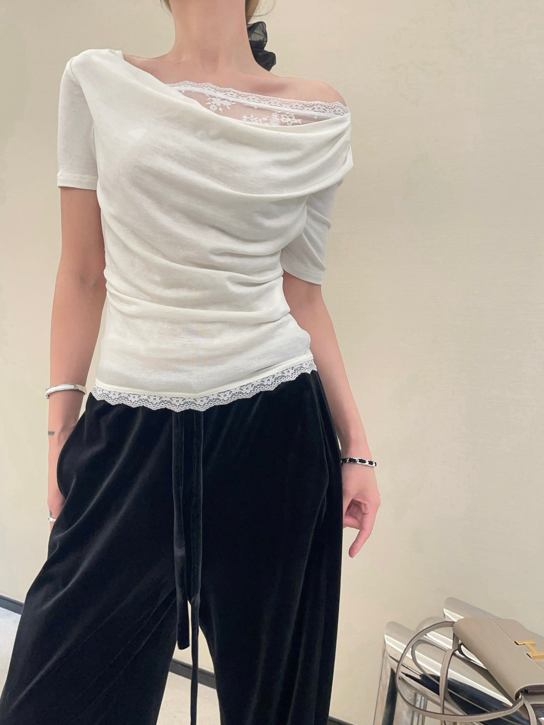 Saint lau 25ss lace shirt