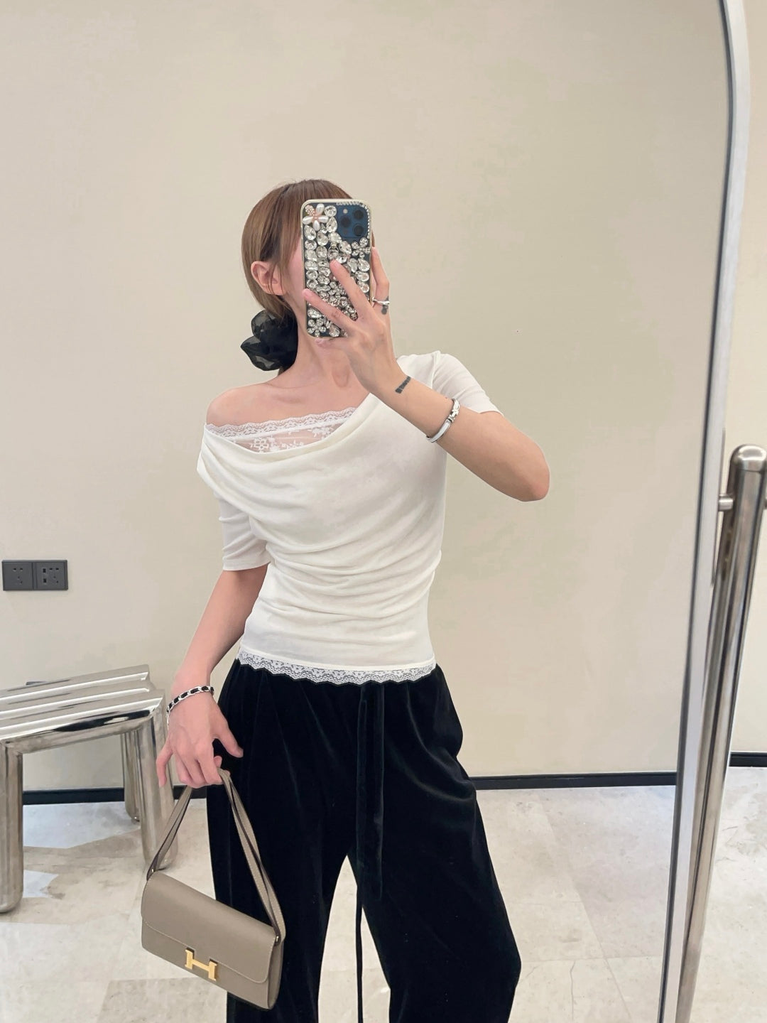 Saint lau 25ss lace shirt