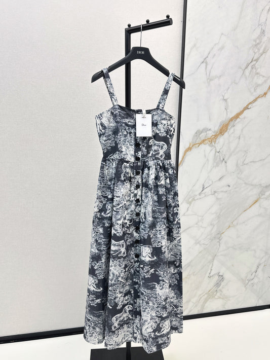 CD 25ss printed slip dress