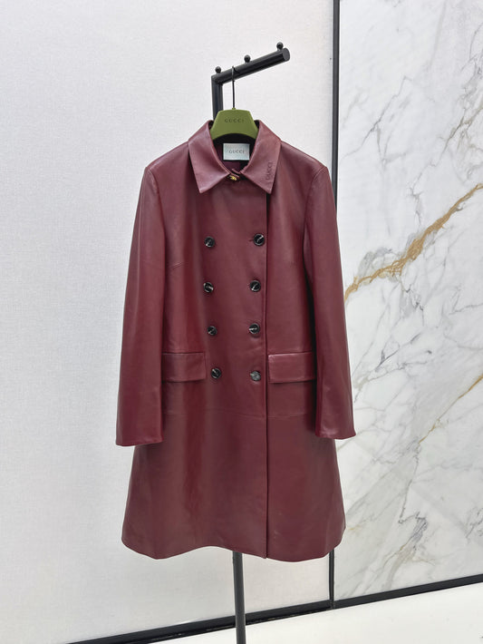 Guc 25fw leather trench coat