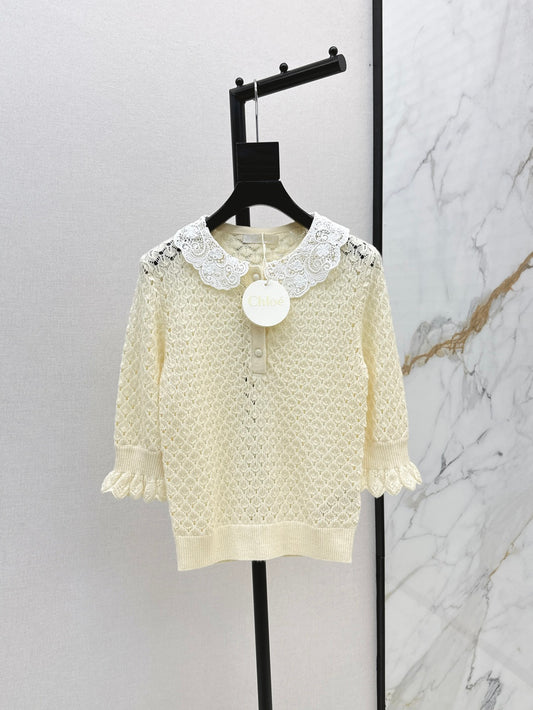 Cho 25fw lace knit shirt