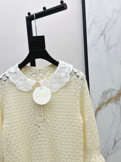 Cho 25fw lace knit shirt