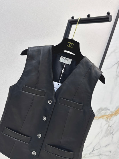 Chan 25fw leather vest