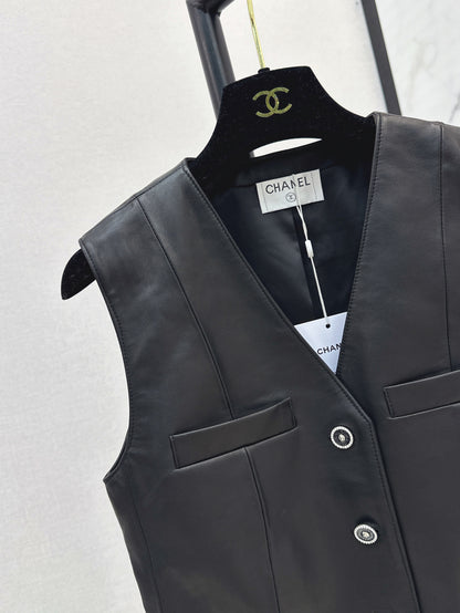 Chan 25fw leather vest